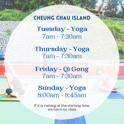yoga, cheung chau, qi gong, english, japanese, outdoor class